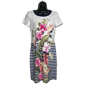 Tommy Bahama T-Shirt Dress Womens XXS White Navy Kahuna Cascade Nautical Floral